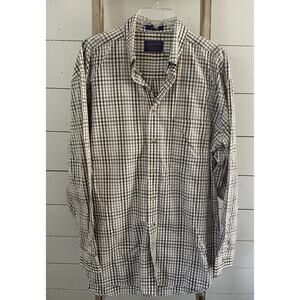 Pendleton Men Long Sleeve Button Down 100% Cotton Brown Plaid Size Large